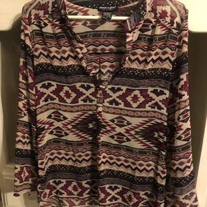 Aztec button down top
